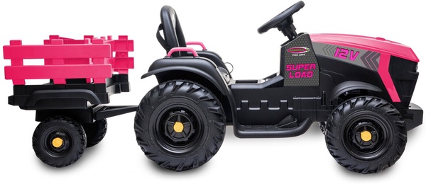 Tractor electrico infatil Ride-on Tractor Super Load con remolque rosa12V